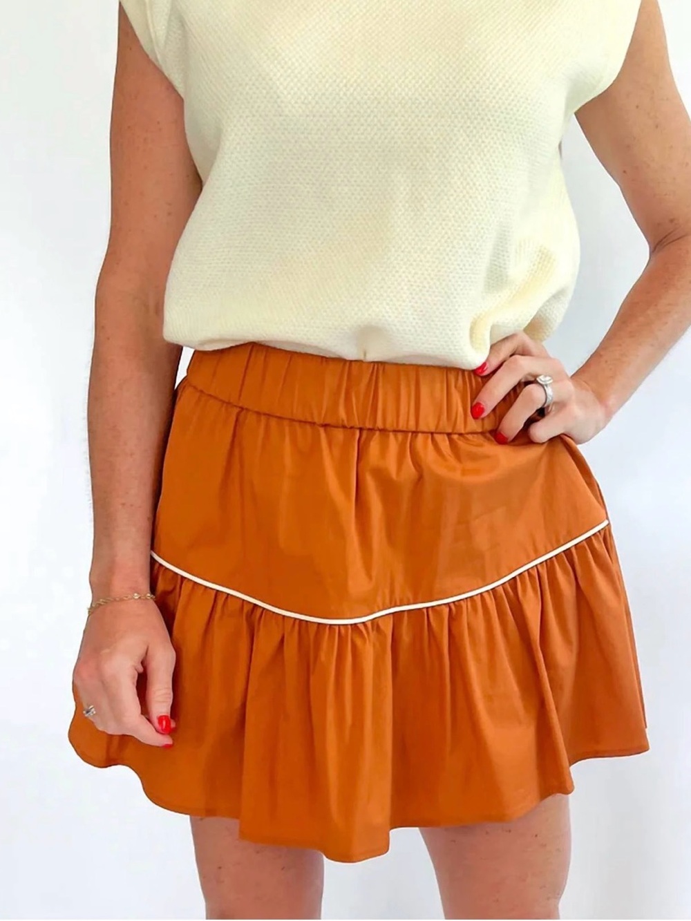 Crosby Mollie Burch Willa Burnt Orange Rust Mini Skirt Skort GameDay Texas Sz M